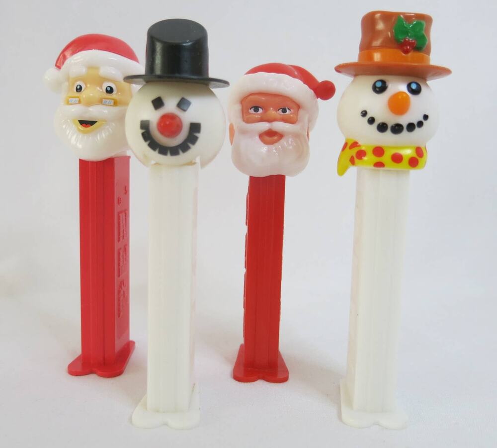 Vintage CHRISTMAS PEZ Candy Set of 4 Frosty the Snowman Santa Slovenia Feet